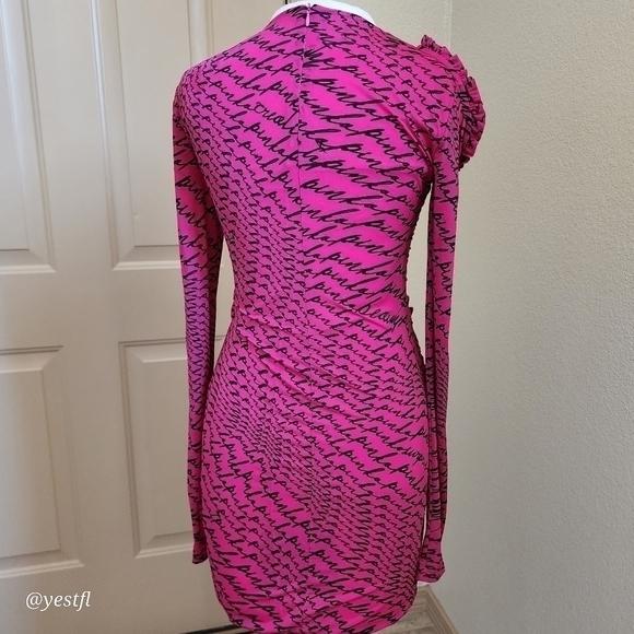 Pinko's mini dress fluid logo pink M Y2K - Picture 3 of 8
